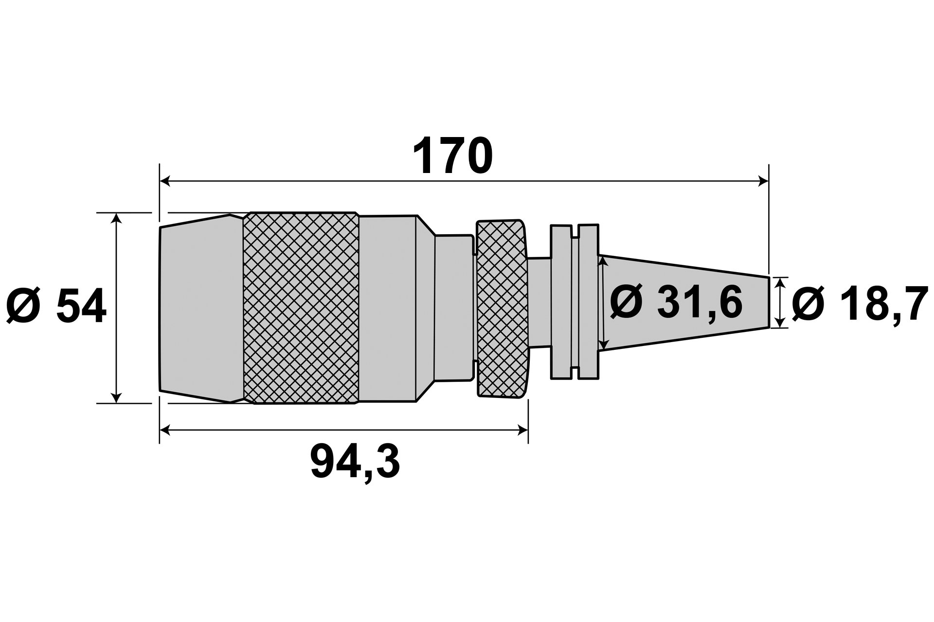 Präzisions-Schnellspann-Bohrfutter 1 - 16 mm SK30 / M12 (DIN 69871)