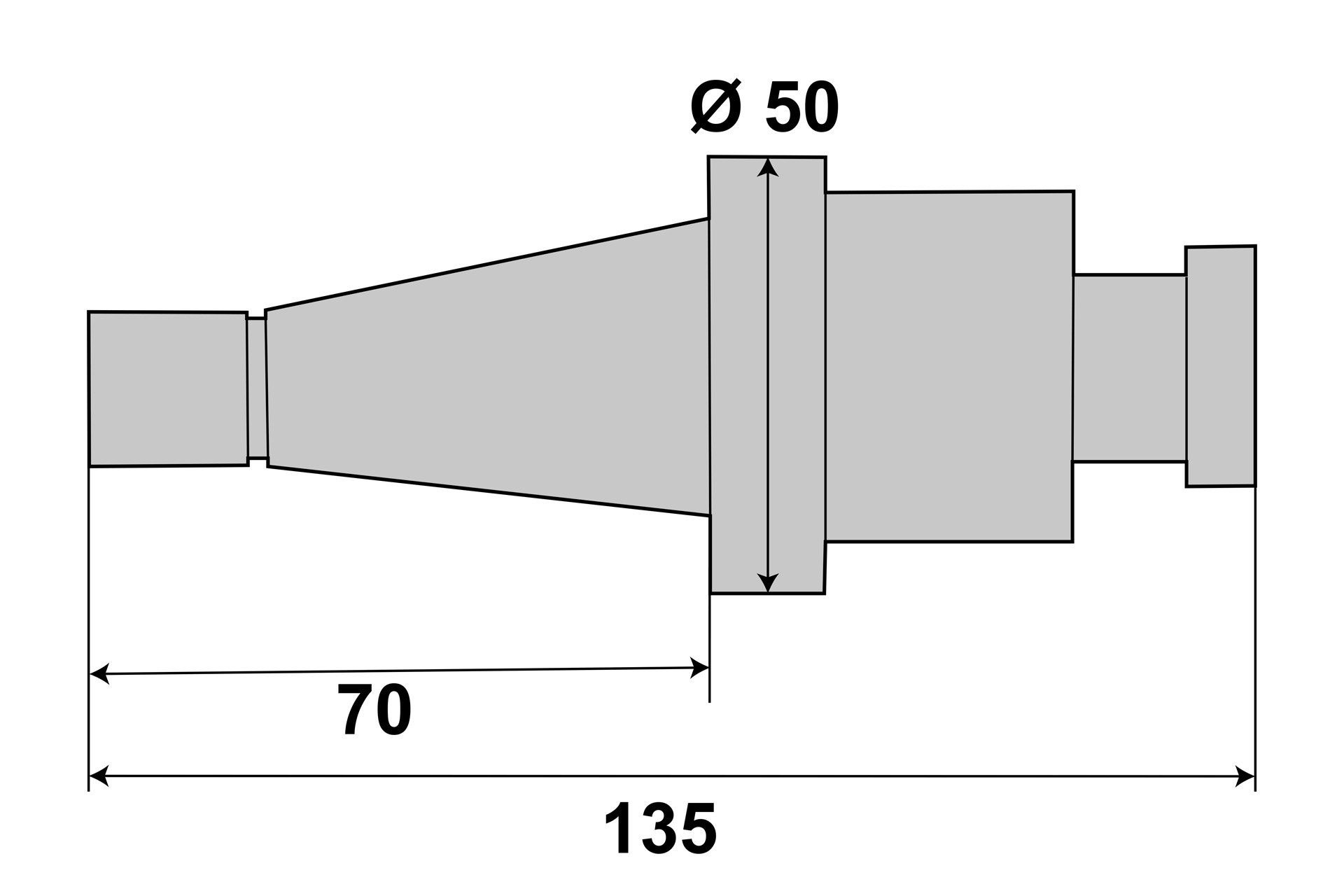 Kombi-Aufsteck-Fräsdorn 27 mm SK30 (DIN 2080) / M12