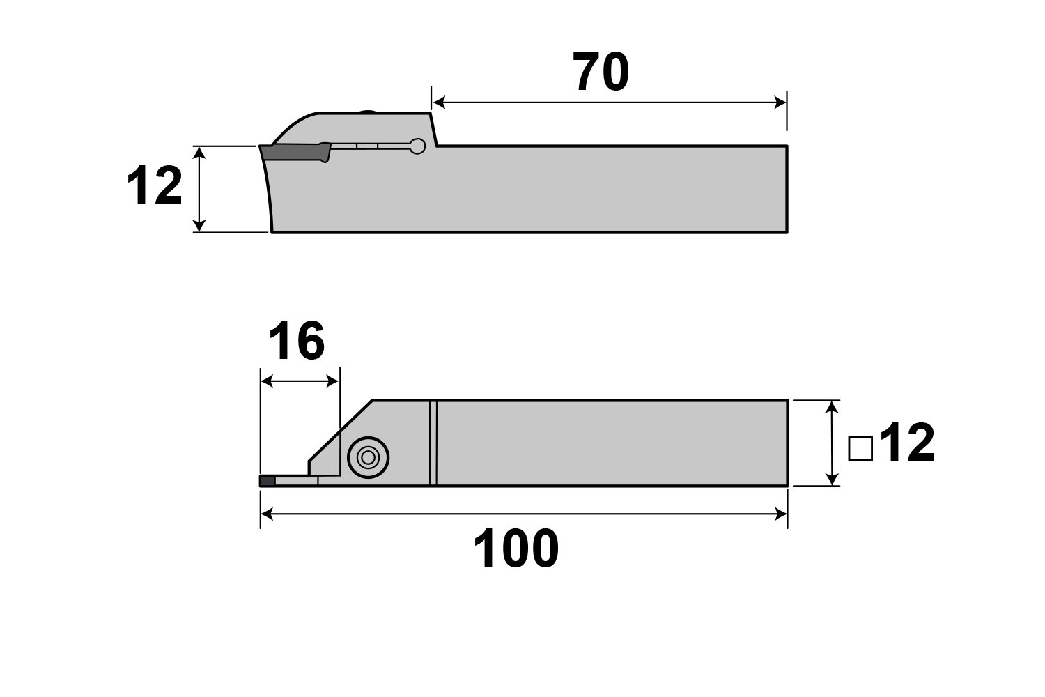 Abstechstahlhalter 12 x 12 mm inkl. Wendeschneidplatte