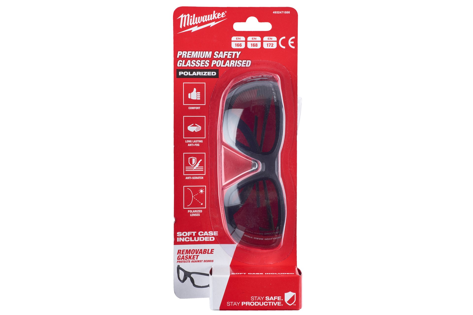 Milwaukee Premium Schutzbrille mit Schaumstoffauflage, polarisiert