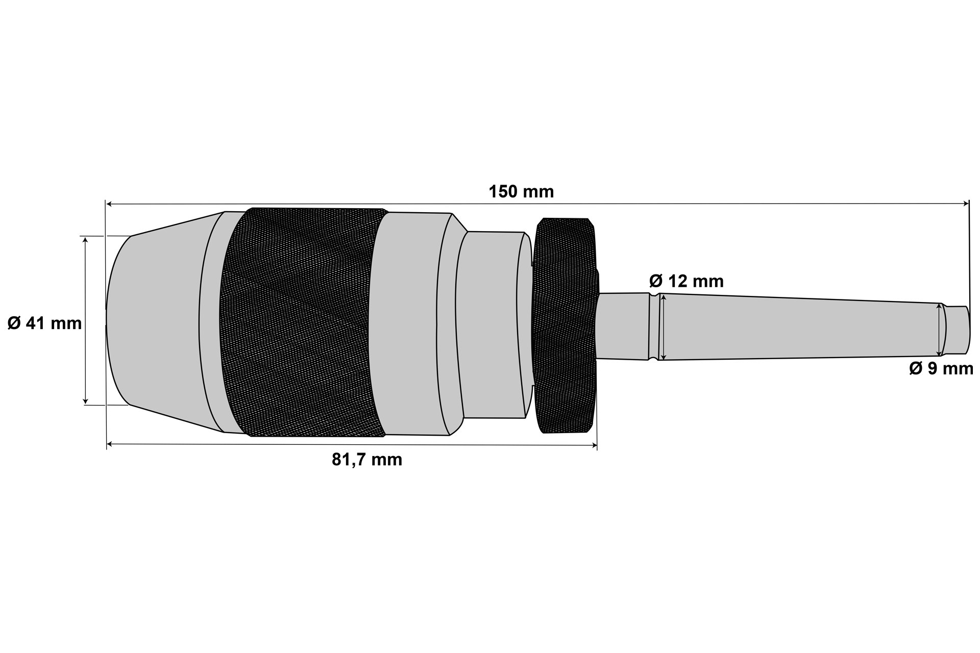 Schnellspann-Bohrfutter 1-10 mm + Kegeldorn MK1 / M6 / B12