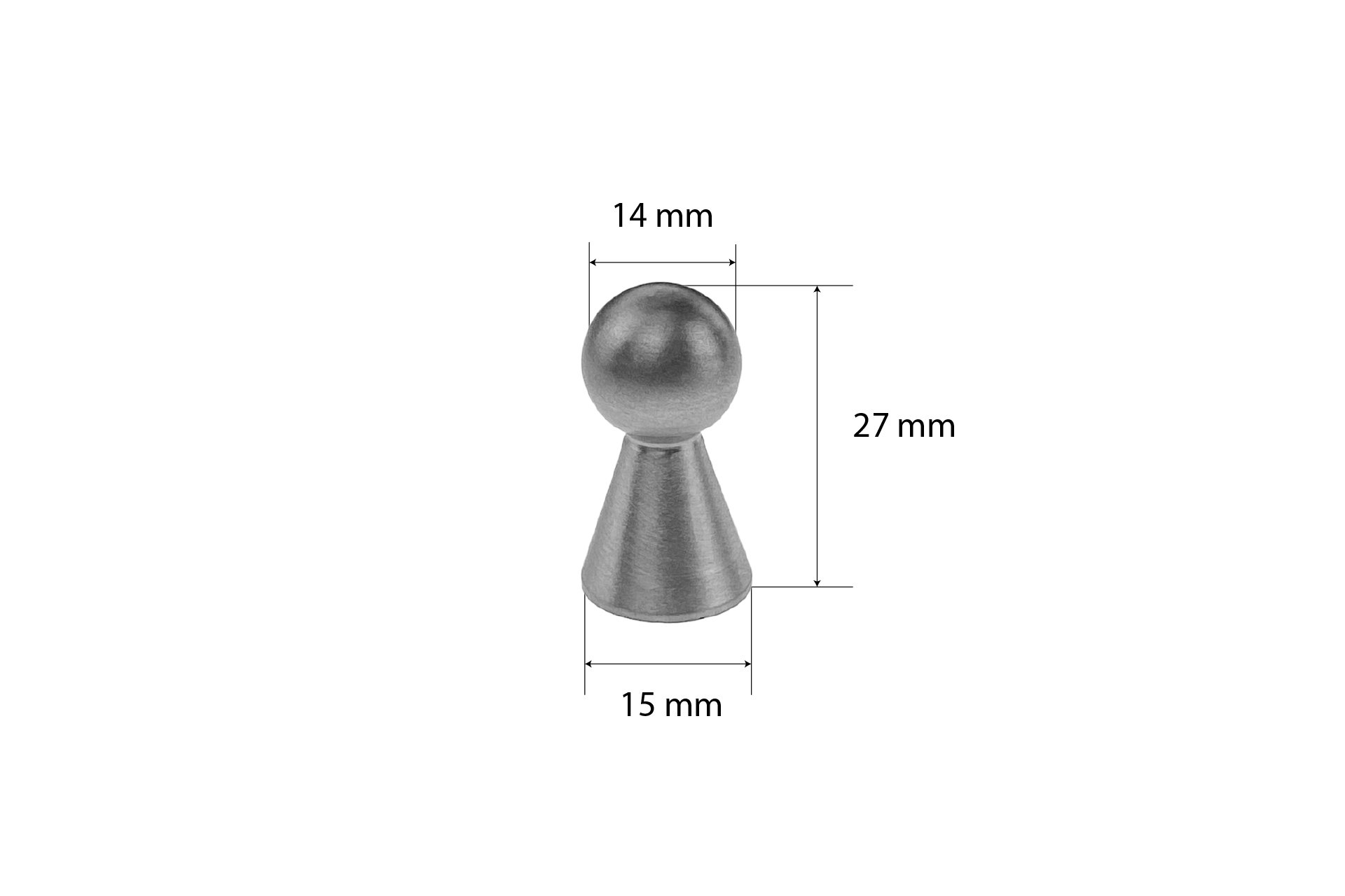 Möbelgriff / Knopf kugelförmig aus Edelstahl, Ø 14 x 27 mm