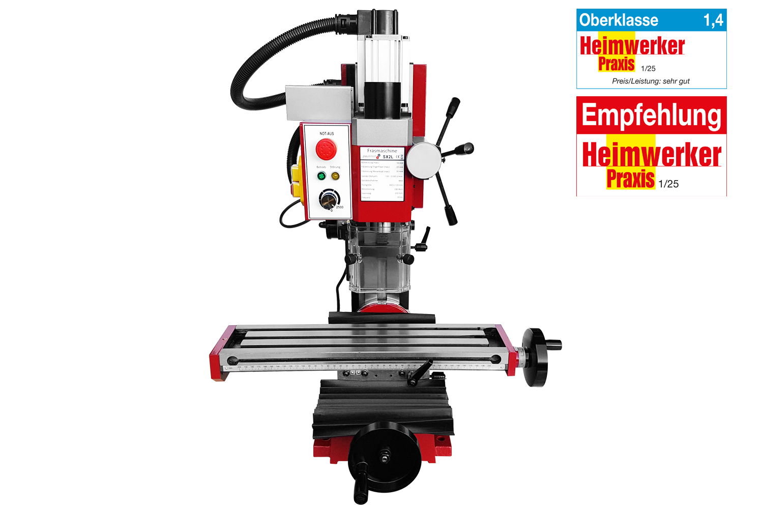 Bohr-/Fräsmaschine SIEG SX2L mit bürstenlosem Motor und Z-Säule neigbar