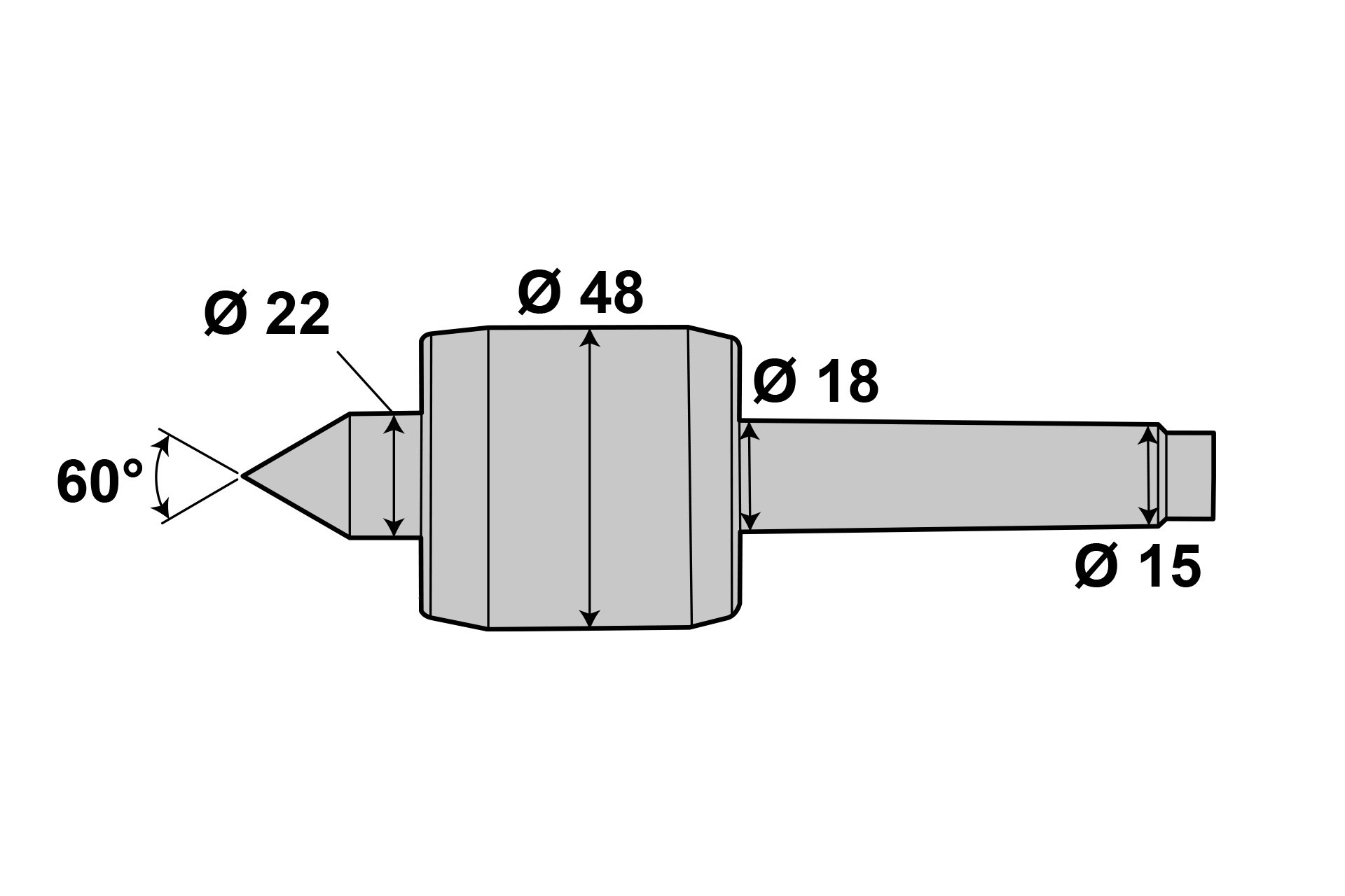 Mitlaufend Körnerspitz MK2 Körner Zentrierspitz Rollkörner M10x1,5 Kegel Spitzen 