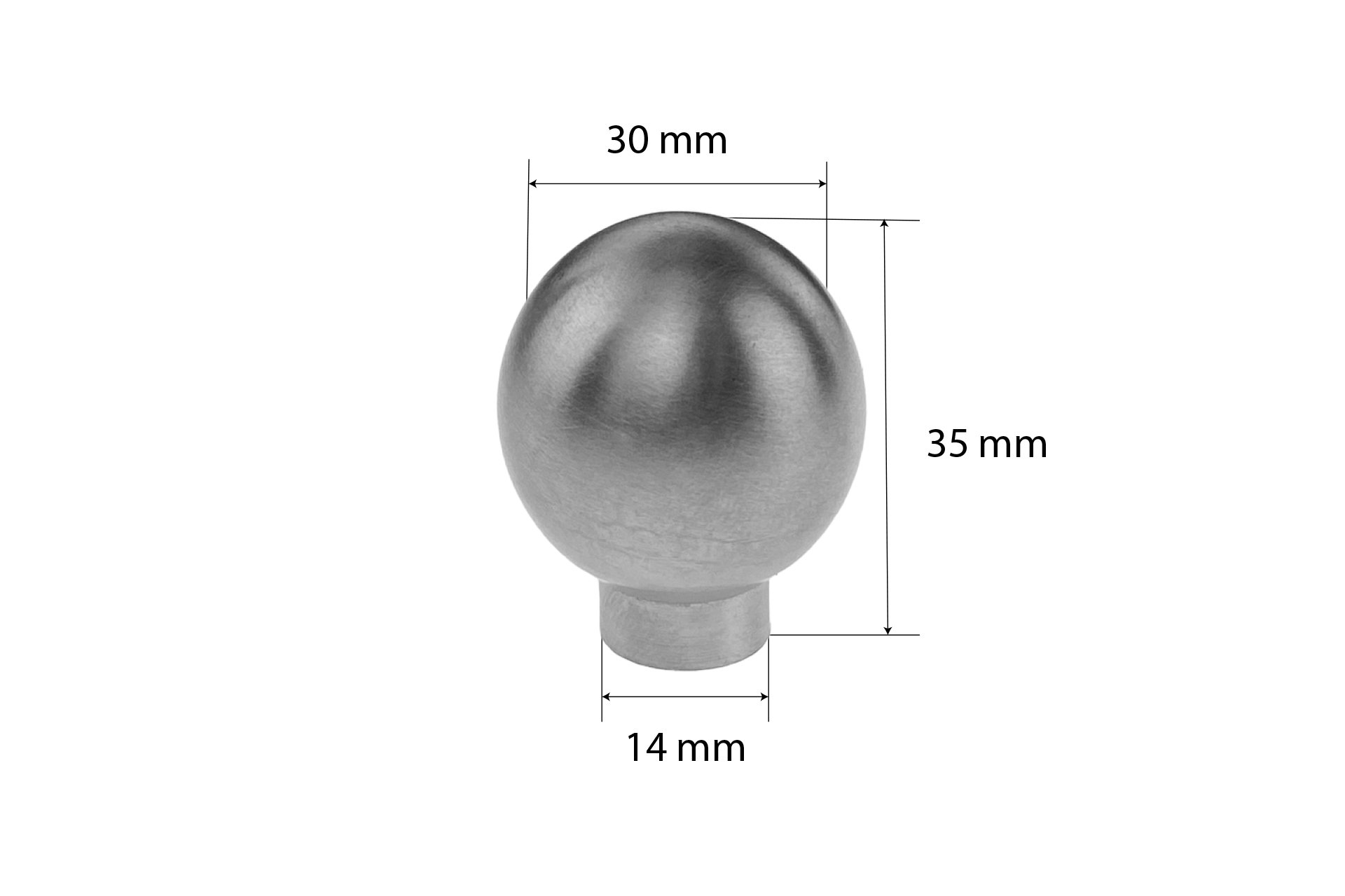 Möbelgriff / Knopf kugelförmig aus Edelstahl, Ø 30 x 35 mm