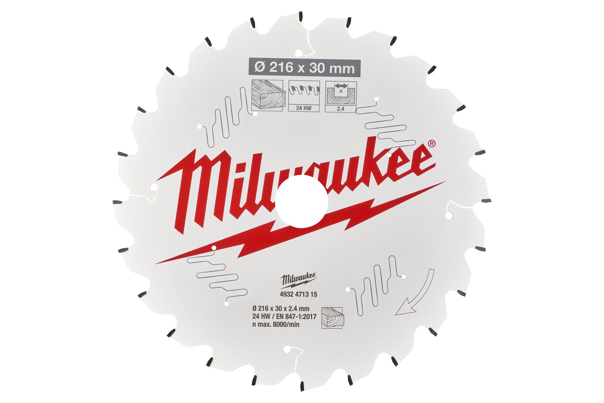 Milwaukee Kreissägeblatt Ø 216 mm, 24 Zähne
