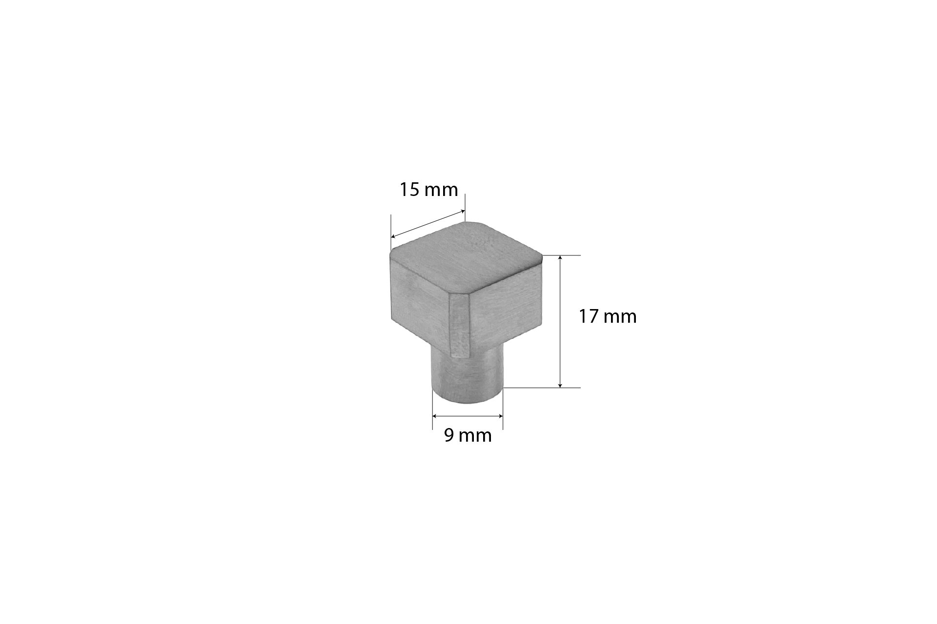 Möbelgriff / Knopf aus Edelstahl, 15 x 15 x 17 mm