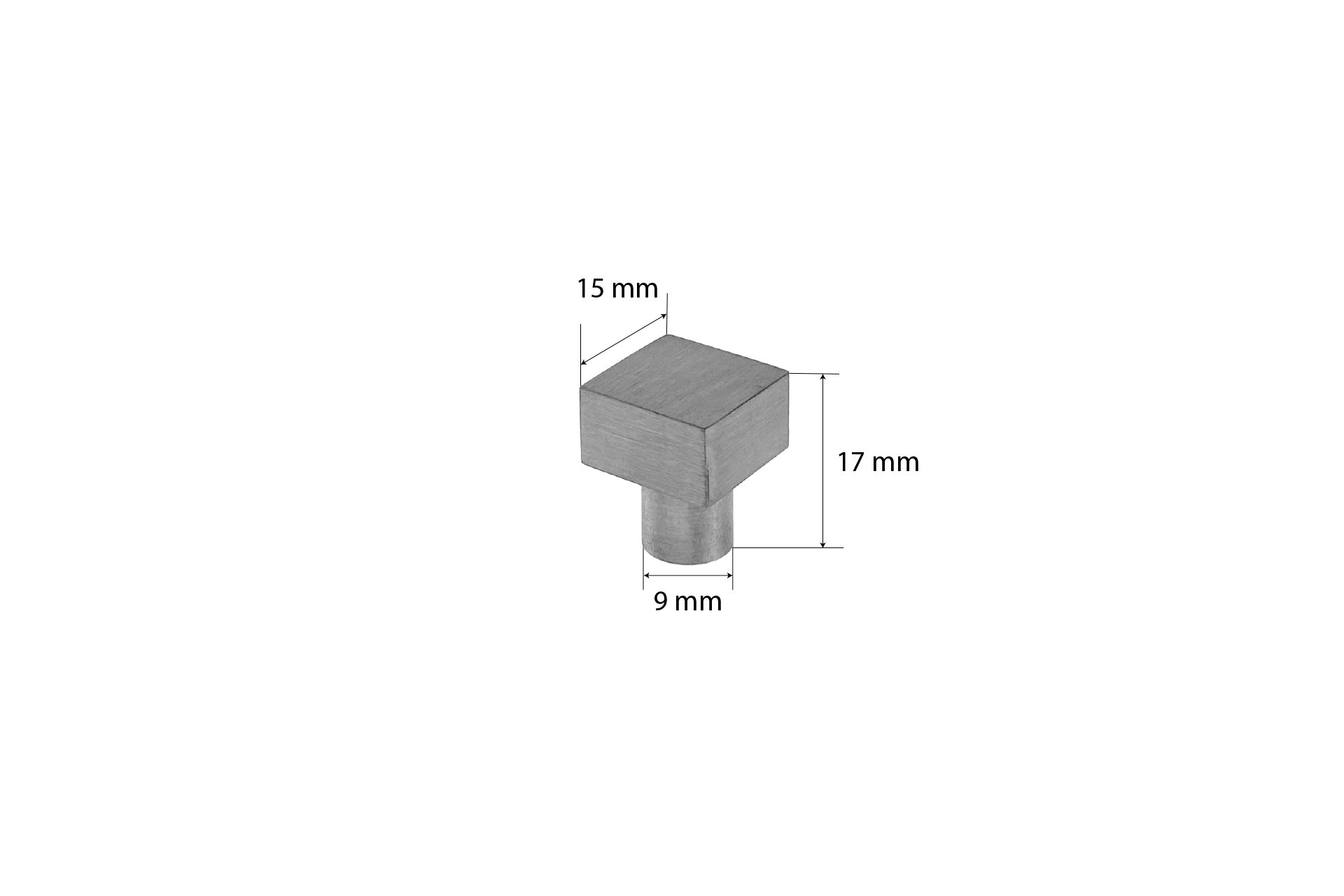 Möbelgriff / Knopf aus Edelstahl, 15 x 15 x 17 mm
