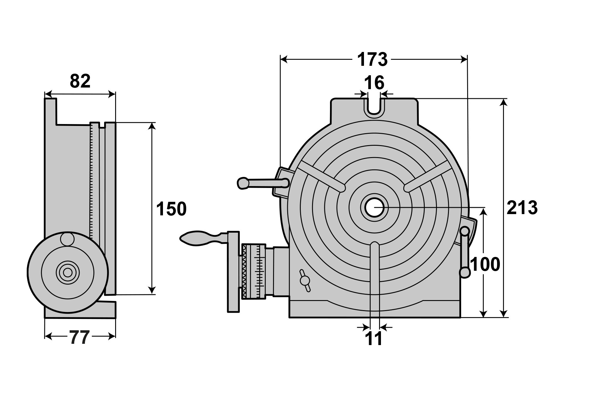 Teilapparat-Set mit Rundtisch Ø 150 mm, Reitstock und Teilscheiben