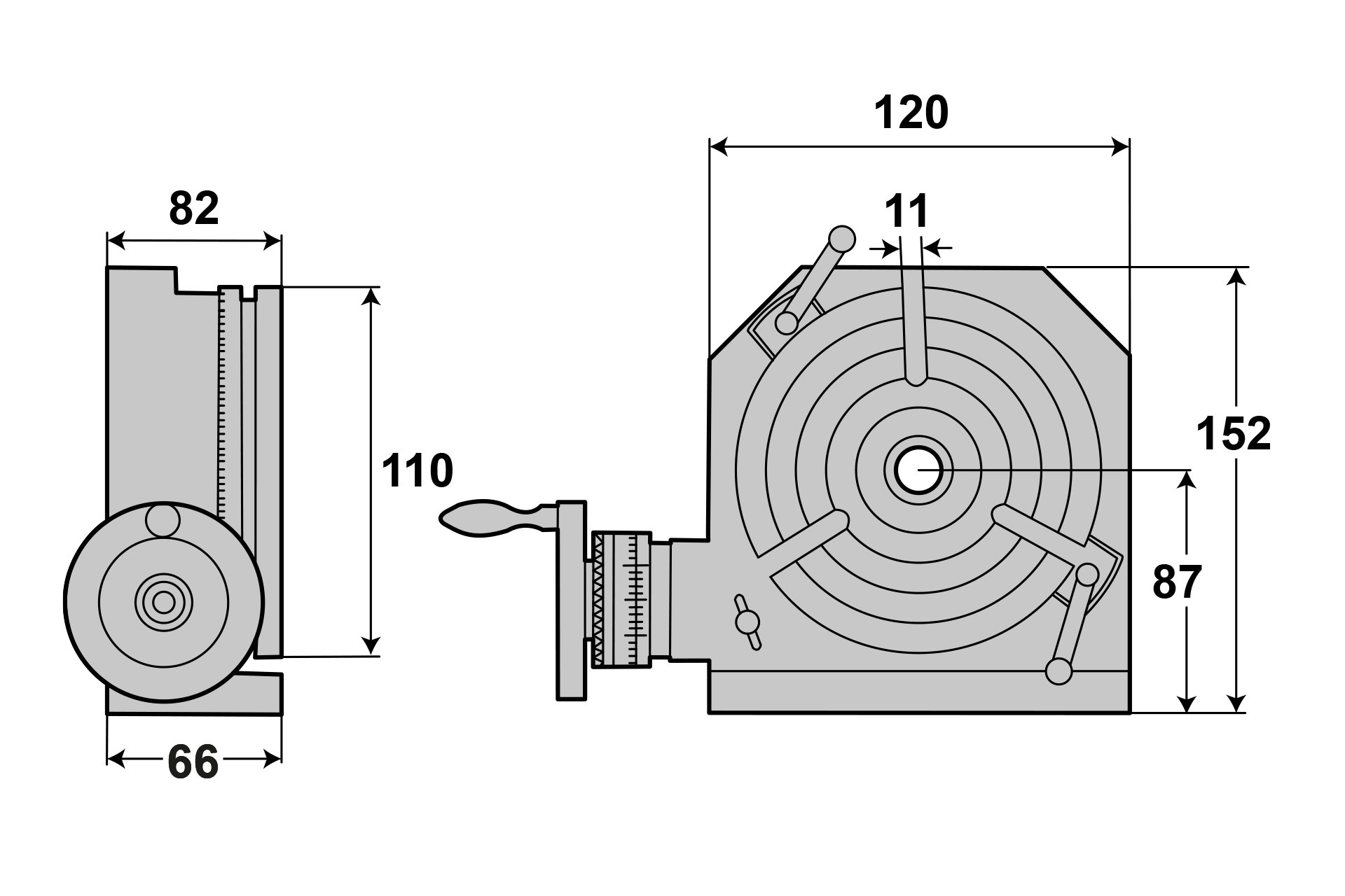 Teilapparat-Set mit Rundtisch Ø 110 mm, Reitstock und Teilscheiben