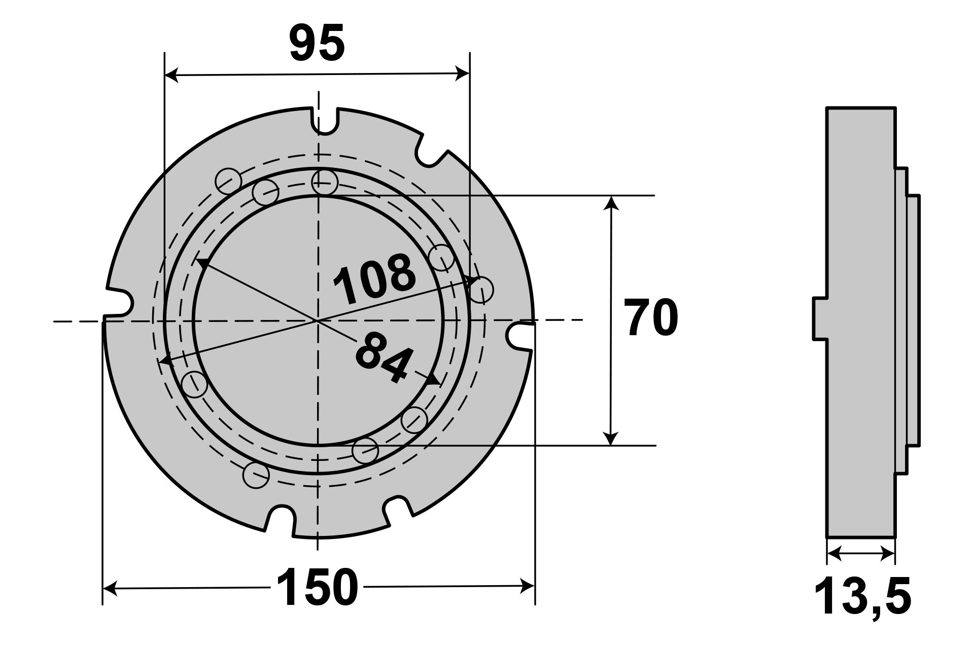 Montageflansch für Drehfutter Ø 100 mm / 125 mm zu Teilapparat