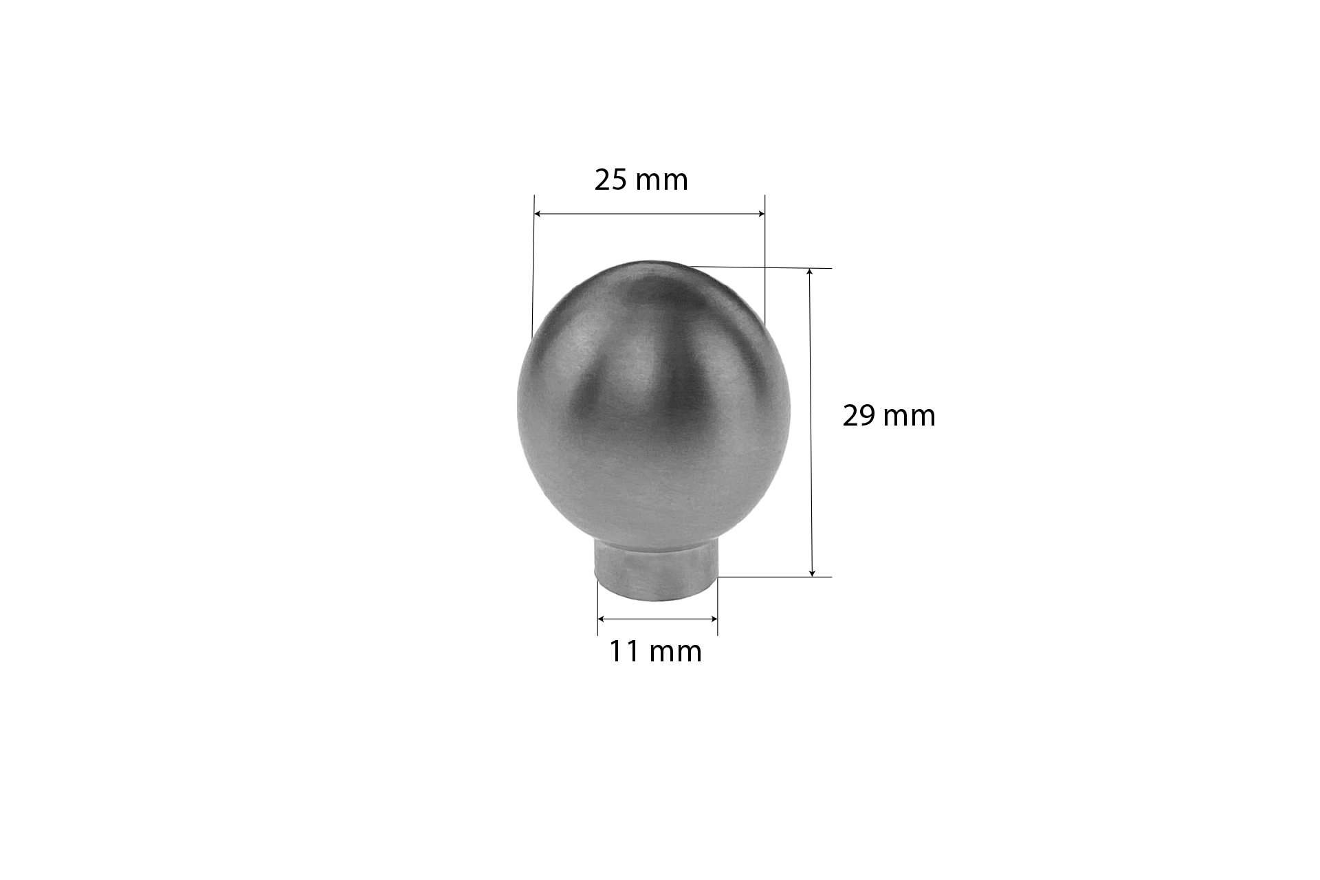 Möbelgriff / Knopf kugelförmig aus Edelstahl, Ø 25 x 29 mm