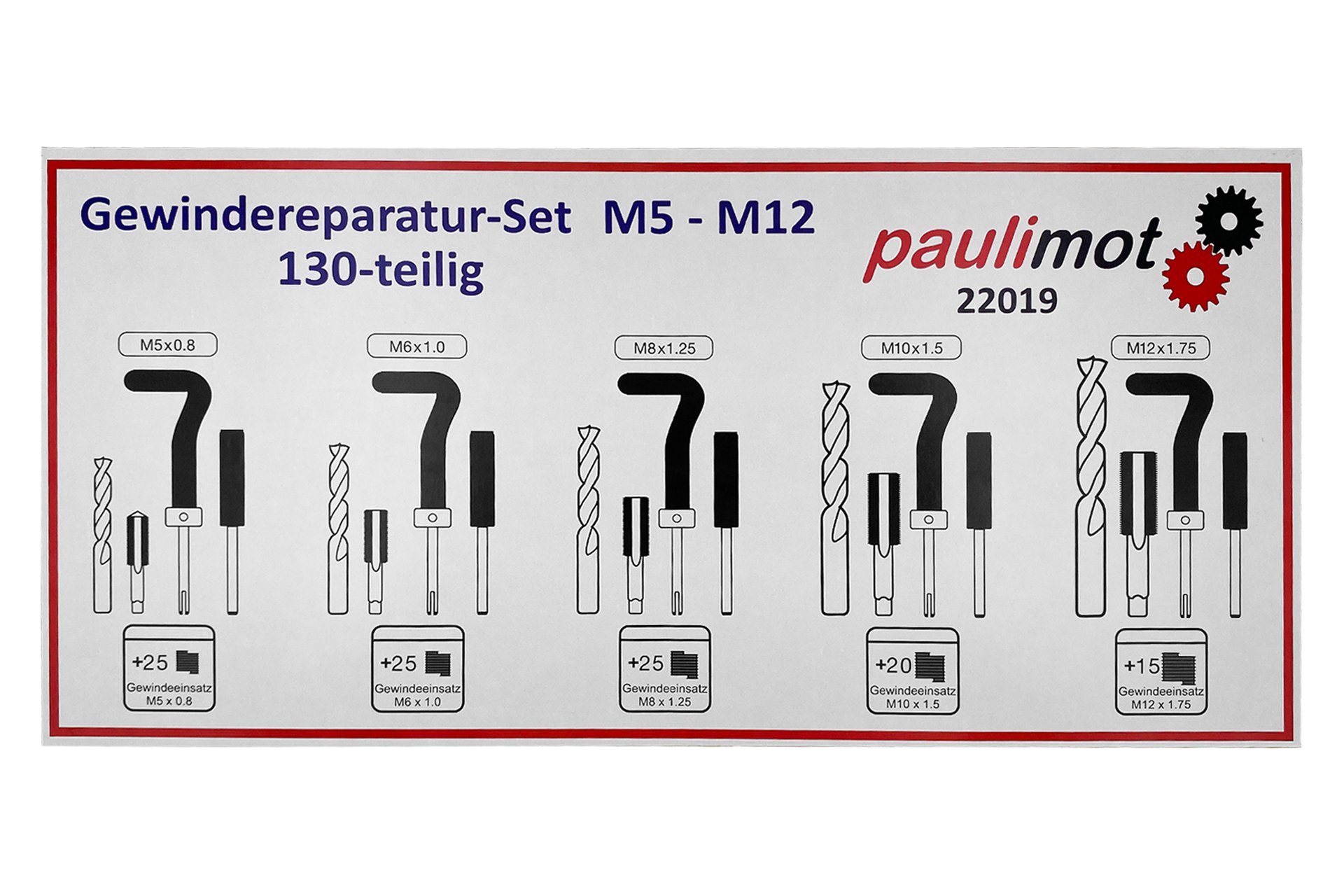 Gewindereparatur-Set M5 – M12, 130-teilig