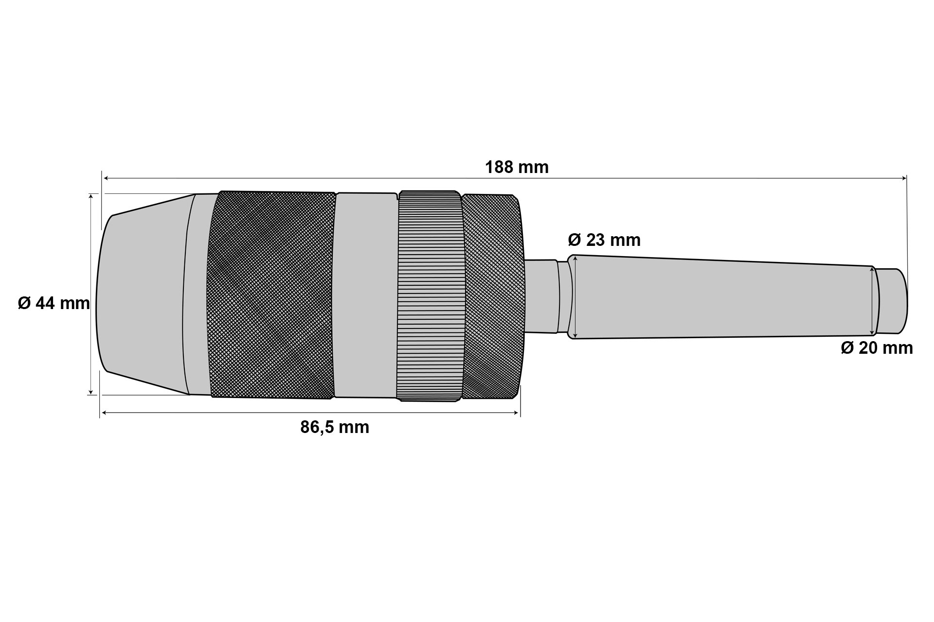 Schnellspann-Bohrfutter für Rechts- und Linkslauf 1 - 13 mm MK3 / M12