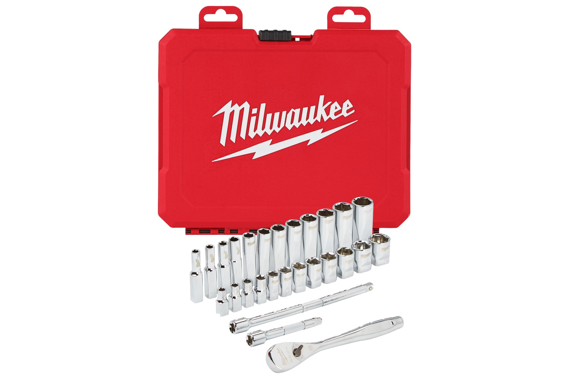 Milwaukee Ratschen- und Steckschlüsseleinsatz-Set, 28-teilig, 5 - 15 mm 1/4"