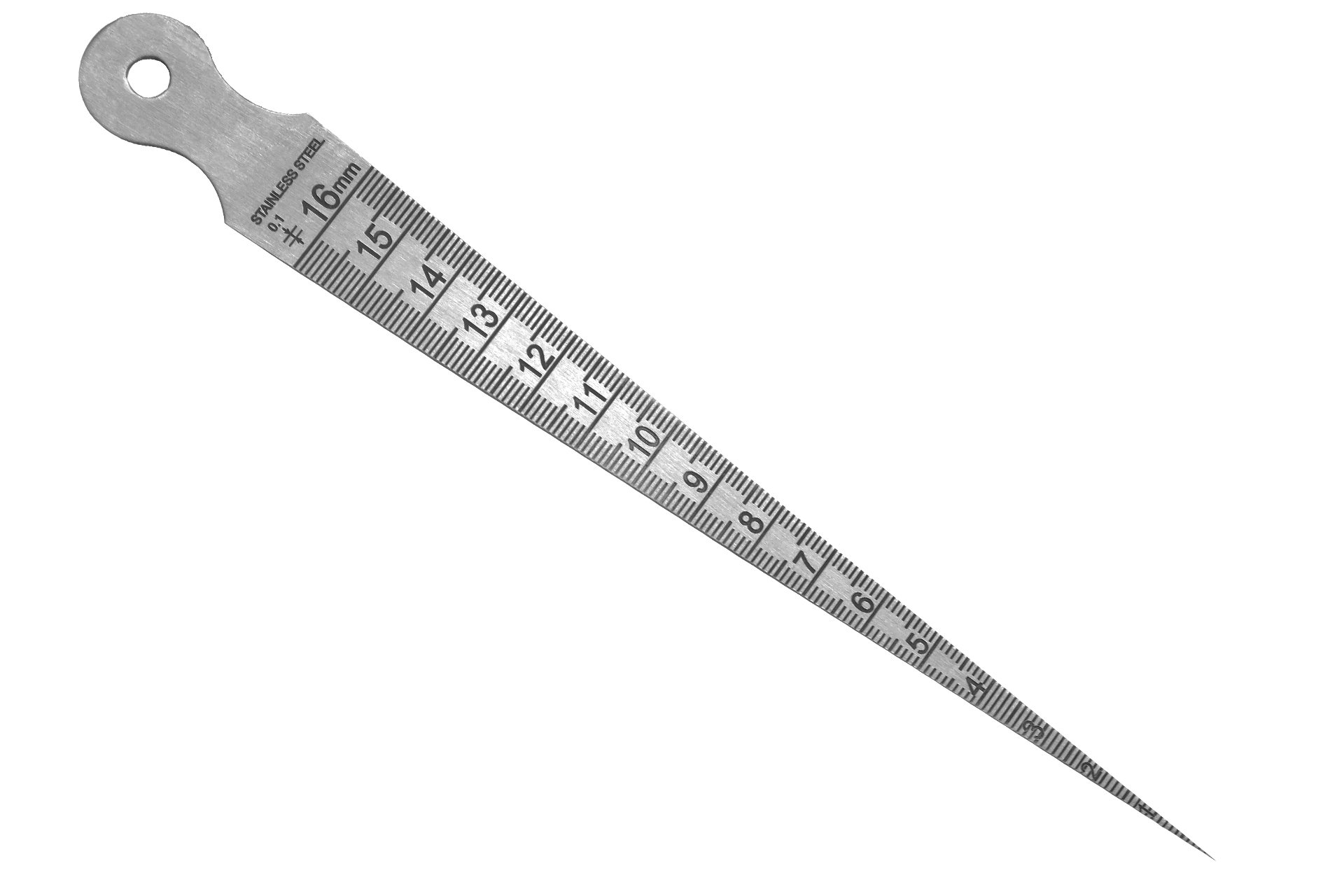 Lochlehre metrisch / zoll, 1 - 16 mm