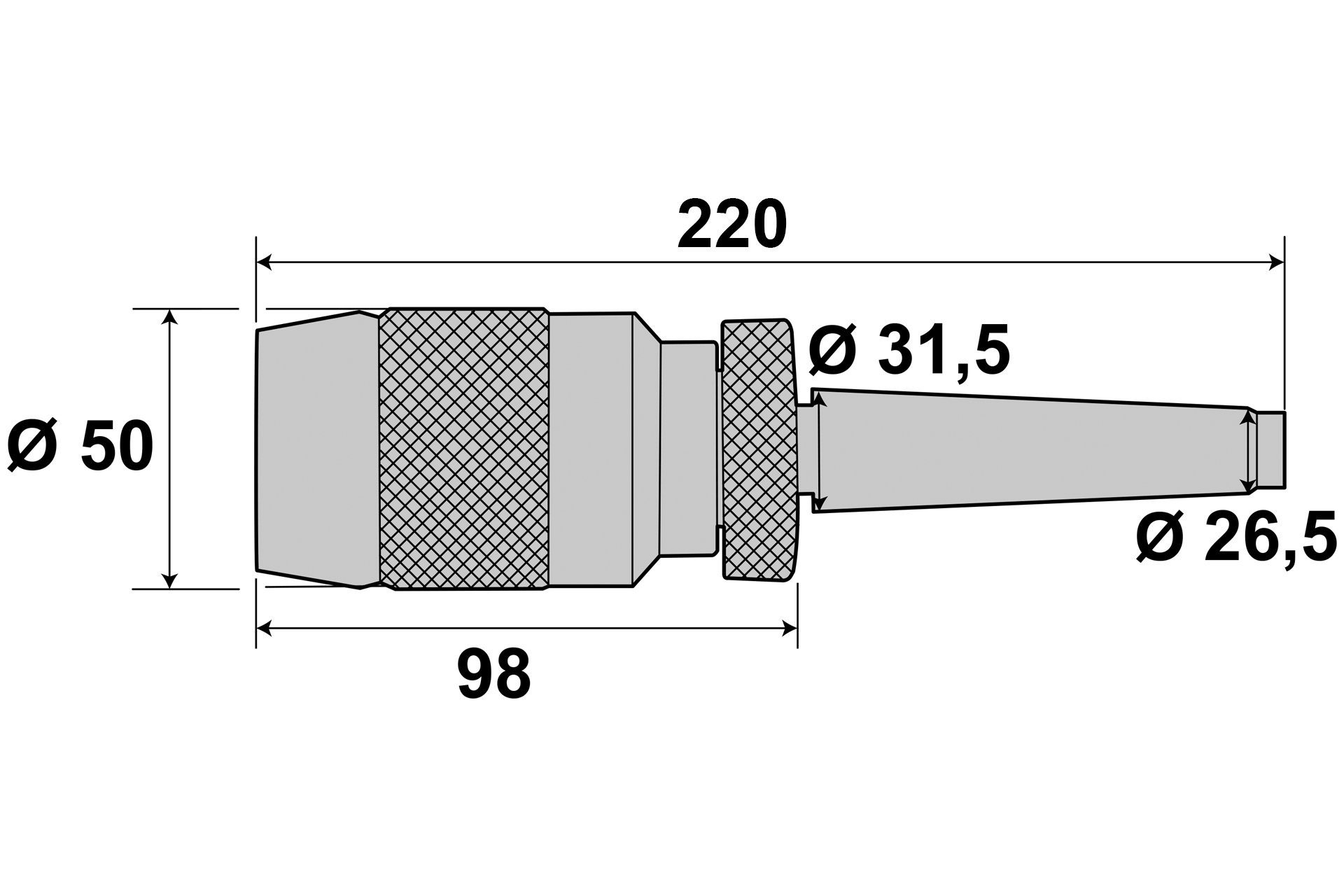 Schnellspann-Bohrfutter 1-16 mm + Kegeldorn MK4 / M16 / B18