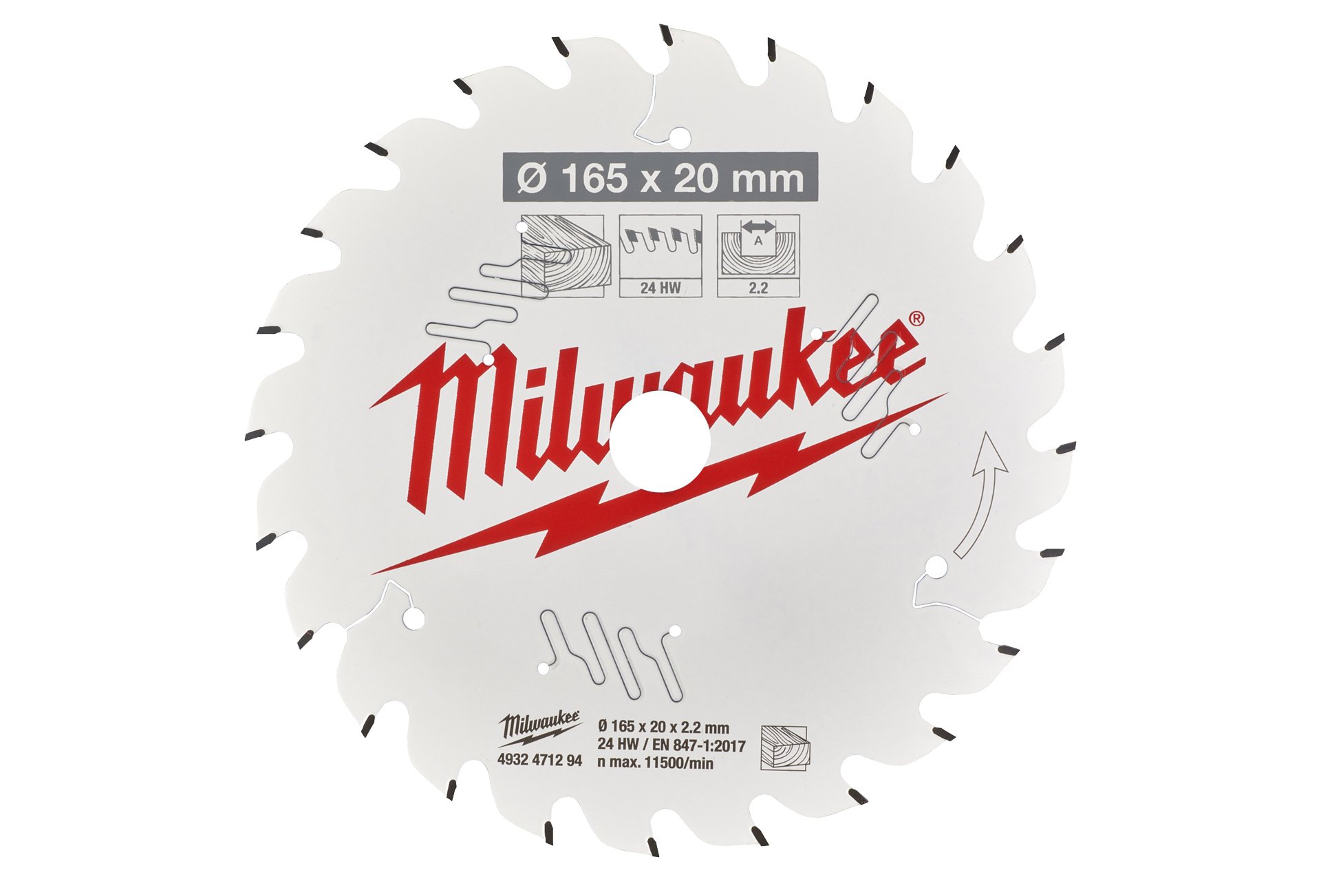 Milwaukee Kreissägeblatt Ø 165 mm, 24 Zähne